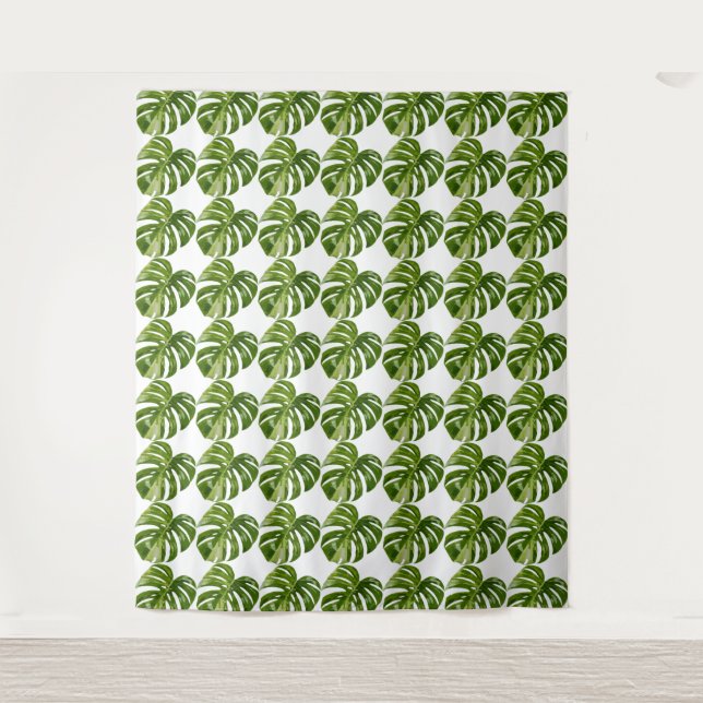 Monstera Albo-Tapete — Große seltene Variation Wandteppich (Vorderseite)