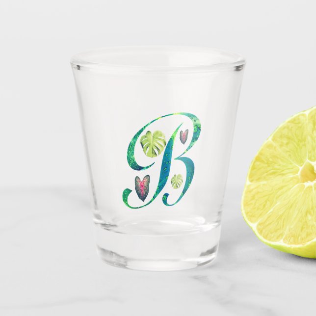 Monstera-Alphabet B Schnapsglas (Vorderseite)
