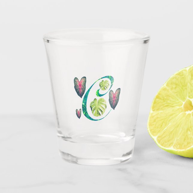 Monstera Alphabet "C" Schnapsglas (Vorderseite)