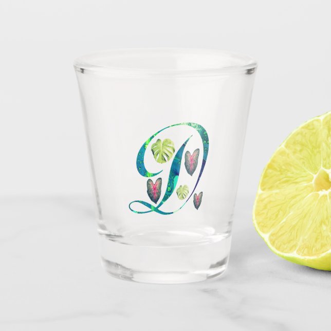 Monstera Alphabet "D" Schnapsglas (Vorderseite)