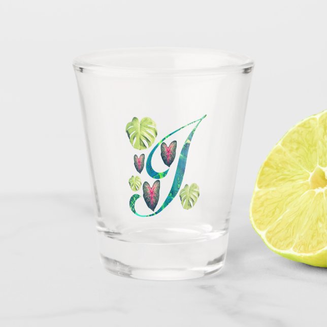 Monstera Alphabet "I" Schnapsglas (Vorderseite)