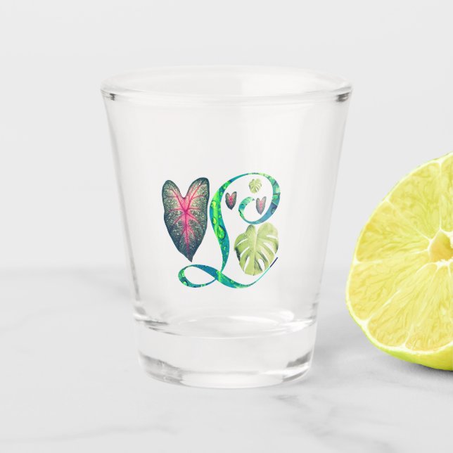 Monstera Alphabet "L" Schnapsglas (Vorderseite)