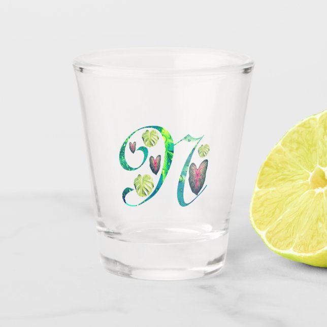 Monstera Alphabet "N" Schnapsglas (Vorderseite)