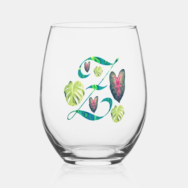 Monstera Alphabet "Z" Weinglas Ohne Stiel (Vorderseite)