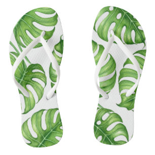 Monstera Aquarellmuster Flip Flops
