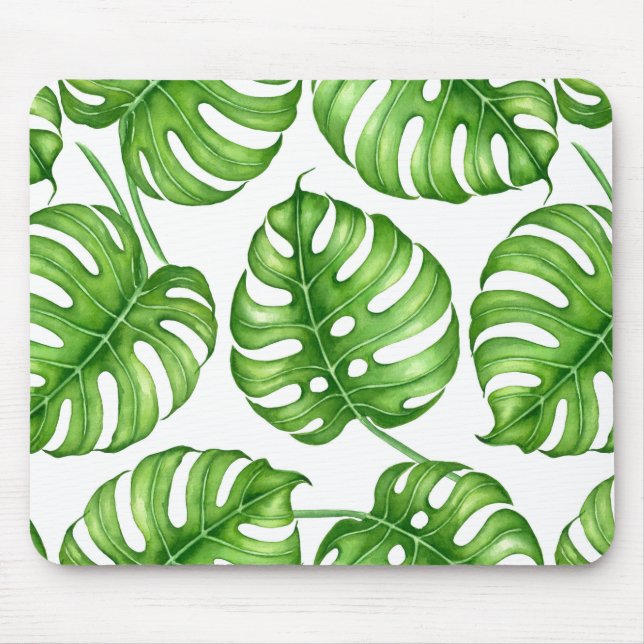 Monstera Aquarellmuster Mousepad (Vorne)