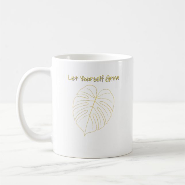 Monstera-Blatt-Design. Lass Dich wachsen Kaffeetasse (Links)