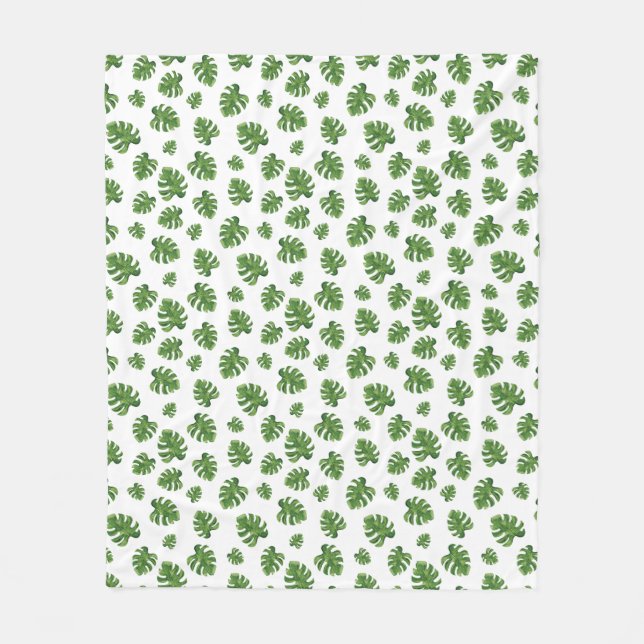 Monstera-Blatt-Flanelldecke Fleecedecke (Vorderseite)
