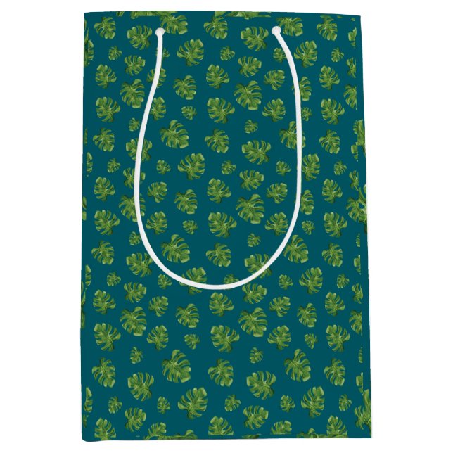 Monstera-Blatt-Geschenktasche Mittlere Geschenktüte (Vorderseite)