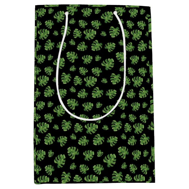 Monstera-Blatt-Geschenktasche Mittlere Geschenktüte (Vorderseite)