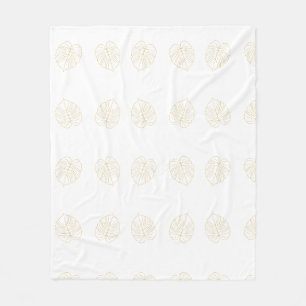 Monstera-Blatt-Gold-Design. Fleecedecke