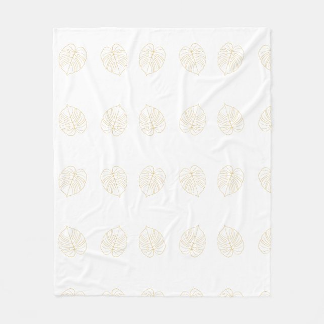 Monstera-Blatt-Gold-Design.  Fleecedecke (Vorderseite)
