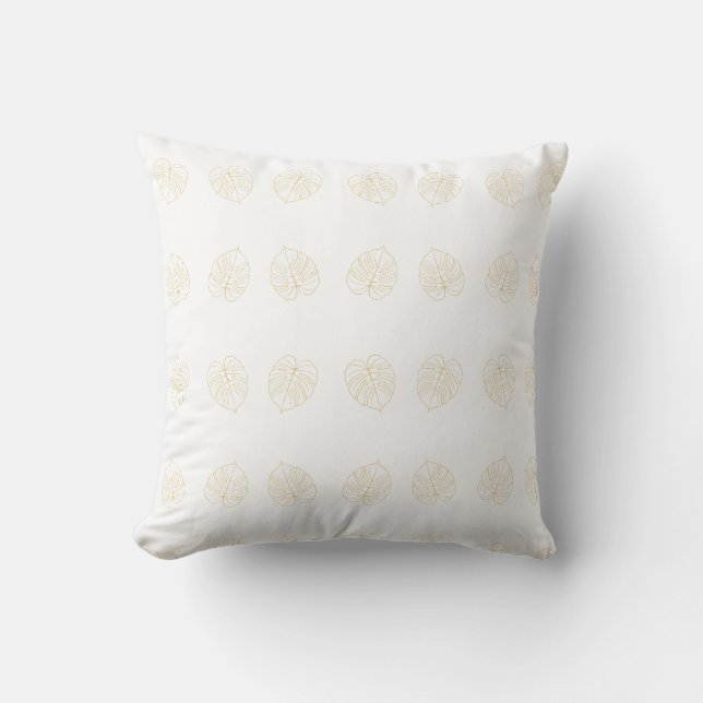 Monstera-Blatt-Gold-Design.  Kissen (Vorderseite)