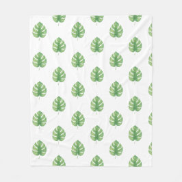 Monstera-Blatt-Grün-Design. Fleecedecke