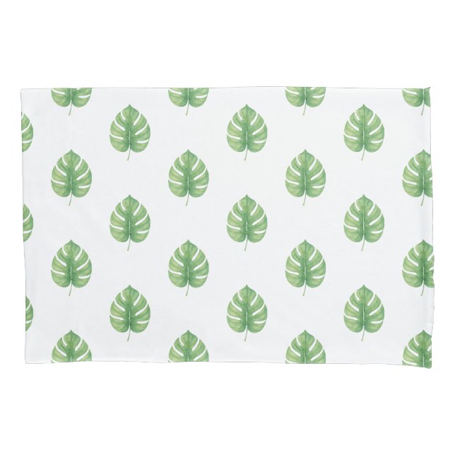 Monstera-Blatt-Grün-Design.  Kissenbezug (Vorderseite)