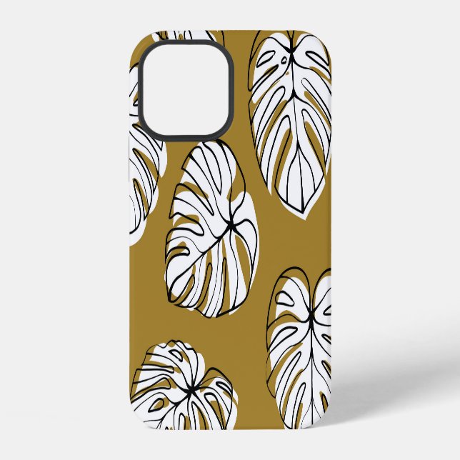 Monstera-Blatt, nahtloses Textilmuster. iPhone Hülle (Rückseite)