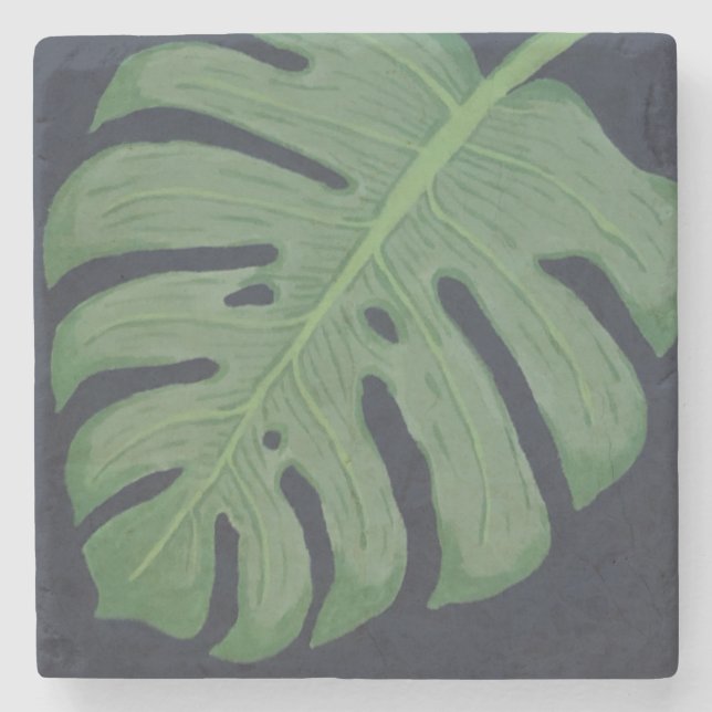 Monstera-Blatt Steinuntersetzer (Vorderseite)