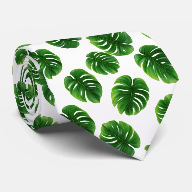 Monstera-Blatt Tropisches Muster Krawatte (Gerollt)