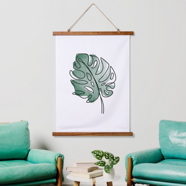 Monstera-Blatt Wandteppich Mit Holzrahmen (Wohnzimmer)