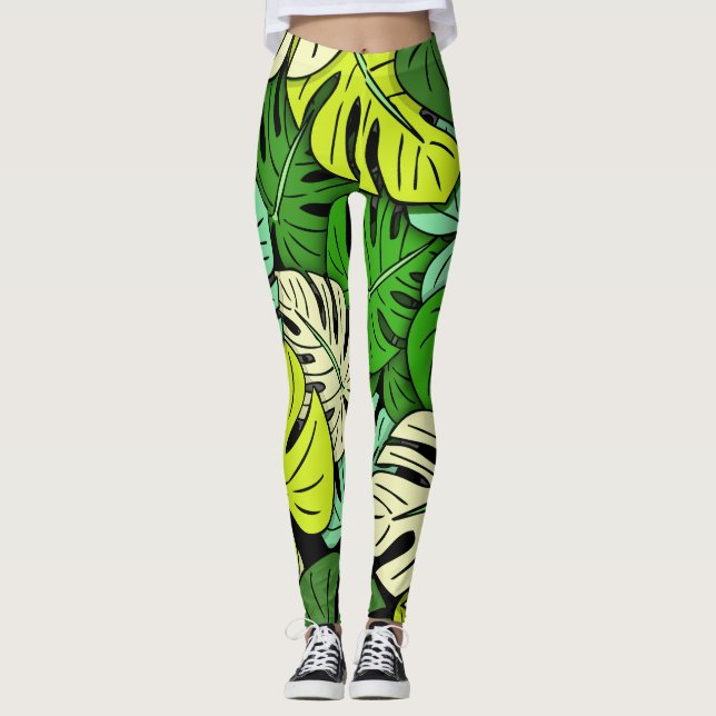 Monstera Blätter #3 Leggings (Vorderseite)