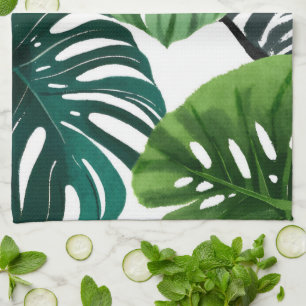 Monstera-Blätter Aquarell Moderne Botanik Geschirrtuch