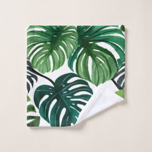 Monstera-Blätter Aquarell Moderne Botanik Waschlappen