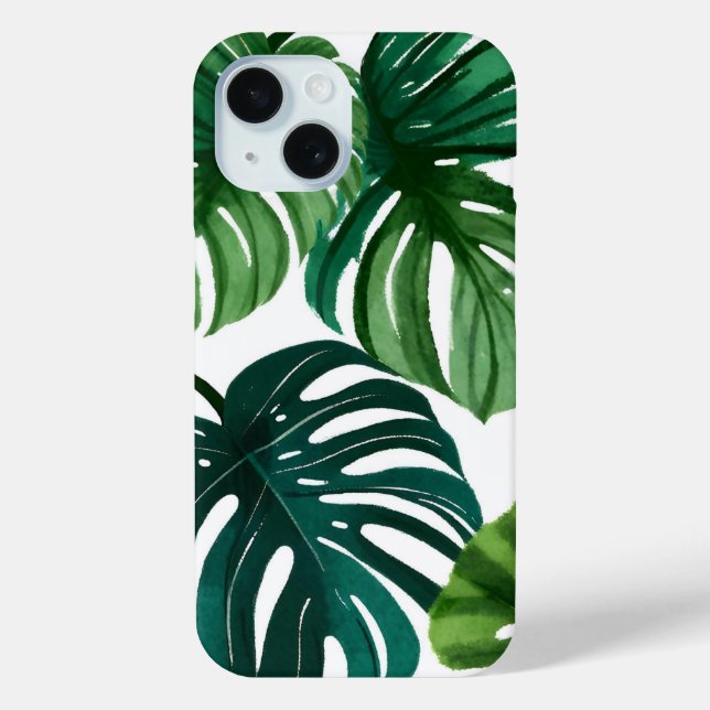 Monstera-Blätter | Einfache moderne Wasserfarbe Case-Mate iPhone Hülle (Rückseite)