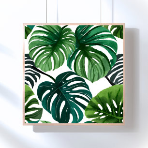 Monstera-Blätter   Einfache moderne Wasserfarbe Poster