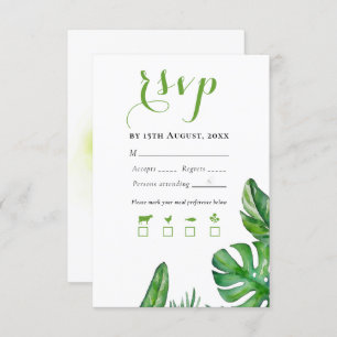 Monstera-Blätter für tropisches grünes Wasser RSVP Karte