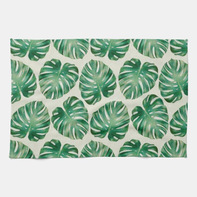 Monstera-Blätter Geschirrtuch (Horizontal)