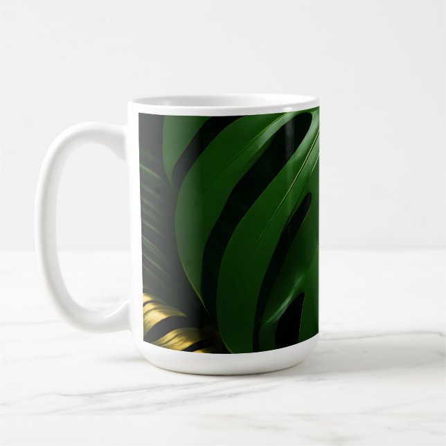 Monstera Blätter Gold Jungle Glamour Kaffeetasse (Links)