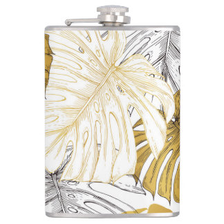 Monstera Blätter: Golden White Flachmann