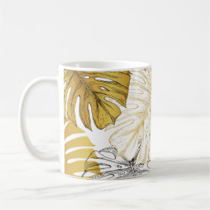 Monstera Blätter: Golden White Kaffeetasse