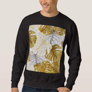 Monstera Blätter: Golden White Sweatshirt
