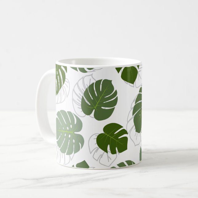 Monstera-Blätter Kaffeetasse (Vorderseite Links)