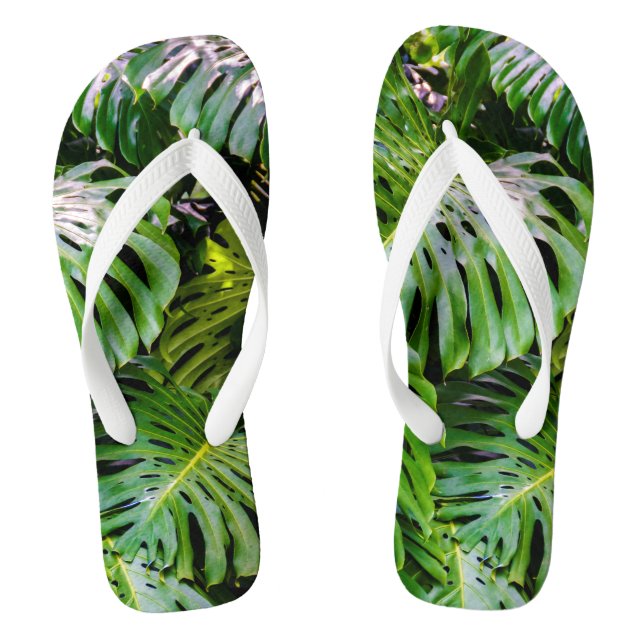 Monstera Blätter, Limahuli Gardens, Kauai, Hawaii Flip Flops (Fußbett)