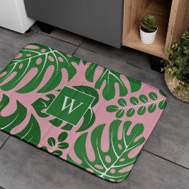 Monstera Blätter Mit Monogramm Badematte
