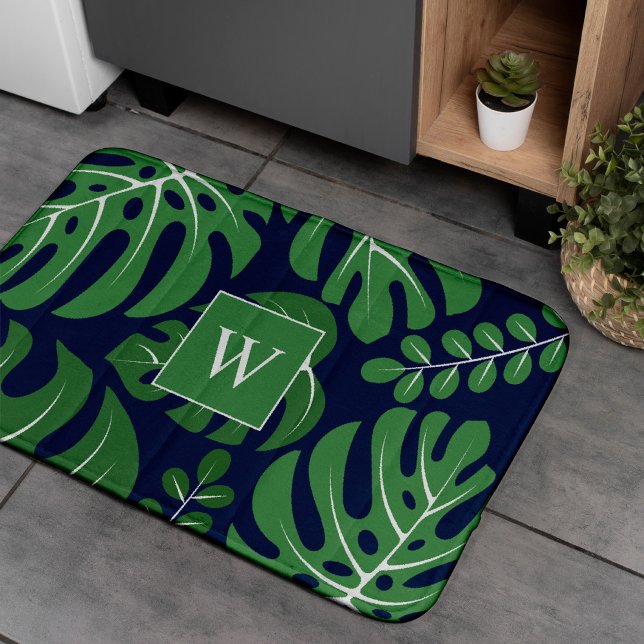 Monstera Blätter Mit Monogramm Badematte (Von Creator hochgeladen)