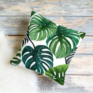 Monstera-Blätter Moderne Wasserfarbe Botanisch Kissen