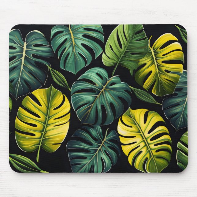 Monstera-Blätter Mousepad (Vorne)
