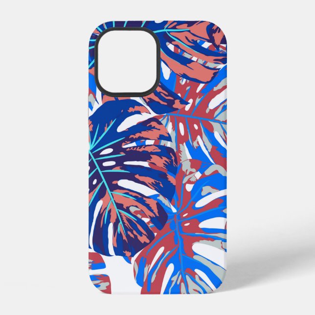 Monstera-Blätter nahtloses Muster iPhone Hülle (Rückseite)