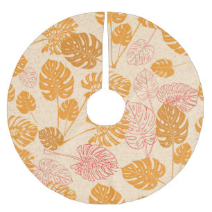 Monstera-Blätter: nahtloses tropisches Silhouette- Polyester Weihnachtsbaumdecke