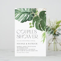 Monstera-Blätter Sommer-Paar-Baby-Shower-Einladung