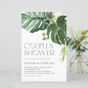 Monstera-Blätter Sommer-Paar-Baby-Shower-Einladung