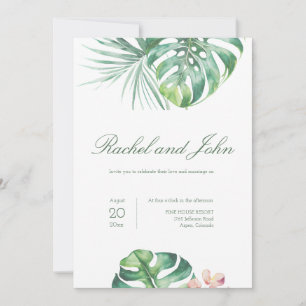 Monstera Blätter Tropical Wedding Einladung