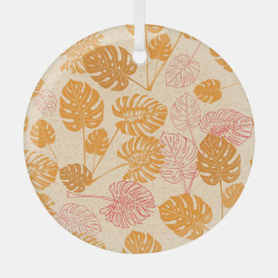 Monstera-Blätter: tropische Silhouette nahtlos Ornament Aus Glas