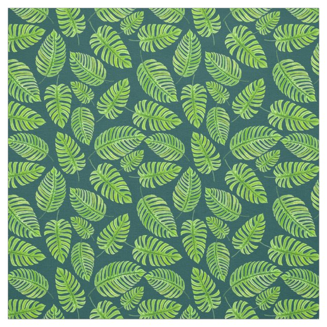 Monstera-Blätter, tropisches Aquarellmuster Stoff (Muster)