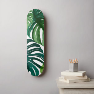 Monstera Blätter Wasserfarbe Skateboard