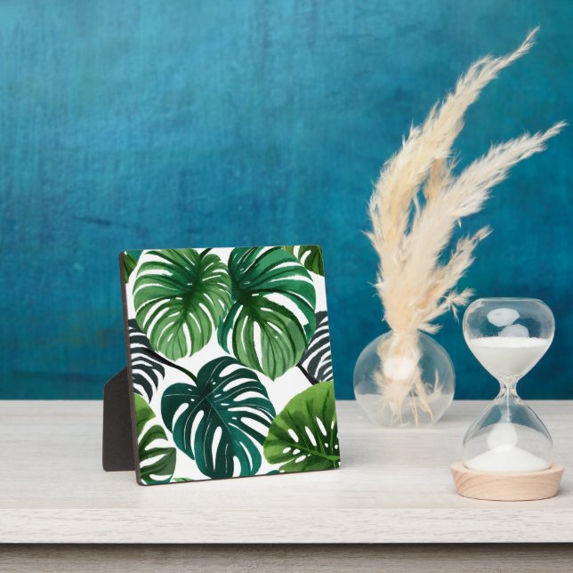 Monstera Blätter Wasserfarben Moderne Kunst, Dicht Fotoplatte (InSitu)