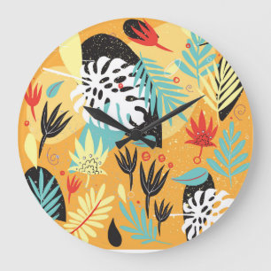 Monstera-Blüte: Vintage-Botanik-Illustration. Große Wanduhr